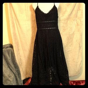 Crochet lace black adjustable straps dress